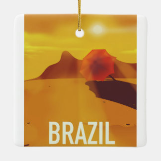 Brazil travel poster ceramic tree decoration