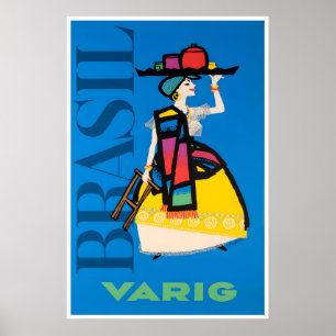 Brazil Travel Poster Rio De Janeiro Art Varig