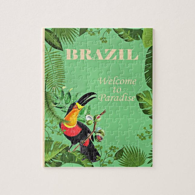 Brazil Travel Poster, Toucan, Jigsaw Puzzle (Vertical)
