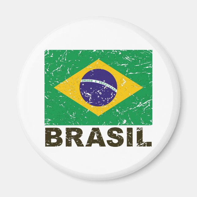 Brazil Vintage Flag Magnet (Front)