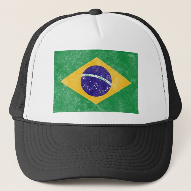 Brazil Vintage Flag Trucker Hat (Front)