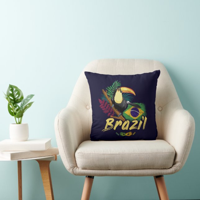 Brazil Vintage Toucan Flag Samba Mask Souvenir Cushion (Chair)