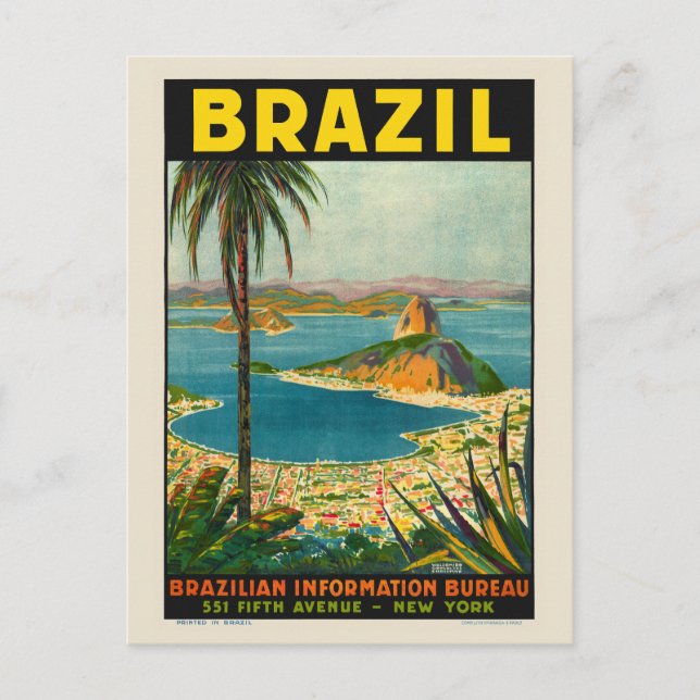 Brazil Vintage Travel Poster 1940 Postcard (Front)