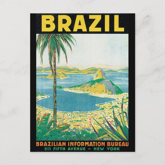 Brazil Vintage Travel Poster Postcard (Front)
