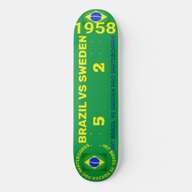 BRAZIL VS SWEDEN 1958  8 1/4" Skateboard Deck (Front)