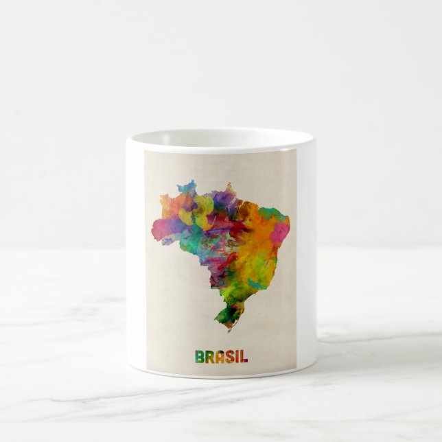 Brazil Watercolor Map Coffee Mug (Center)