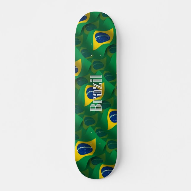 Brazil Waving Flag Skateboard (Front)