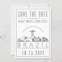 Brazil Wedding Stylised Skyline Save the Date