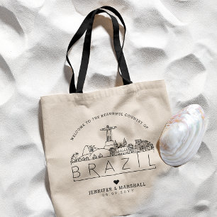 Brazil Wedding Stylized Skyline Tote Bag