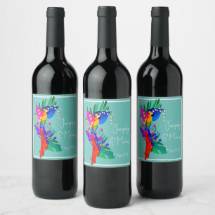 Brazil with Colourful Parrot Wine Label