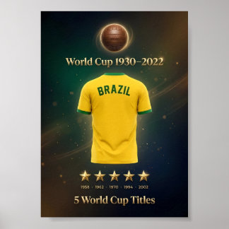 Brazil World Cup 5-Time Champions Poster | Seleção