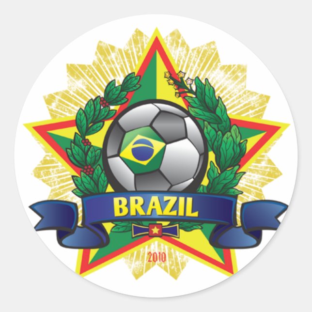 Brazil World Cup Soccer Classic Round Sticker (Front)