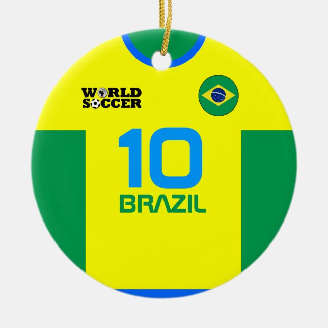 Brazil World Soccer Jersey Ornament (Front)