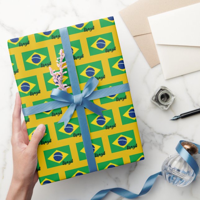 Brazil Wrapping Paper, Brazilian Flag patriotic Wrapping Paper (Gifting)