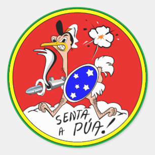 Brazilian Air Force P-47 Nose Art "Senta a Púa" T- Classic Round Sticker