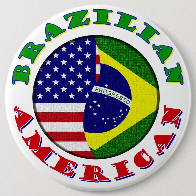 brazilian american 6 cm round badge (Front)
