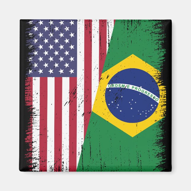 Brazilian-American Flag Brazil Magnet (Front)