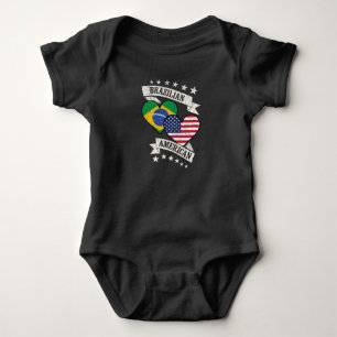 Brazilian American Heart Flags Brazil America Baby Bodysuit
