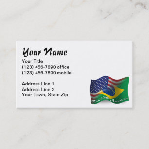 Brazilian-American Waving Flag Business Card