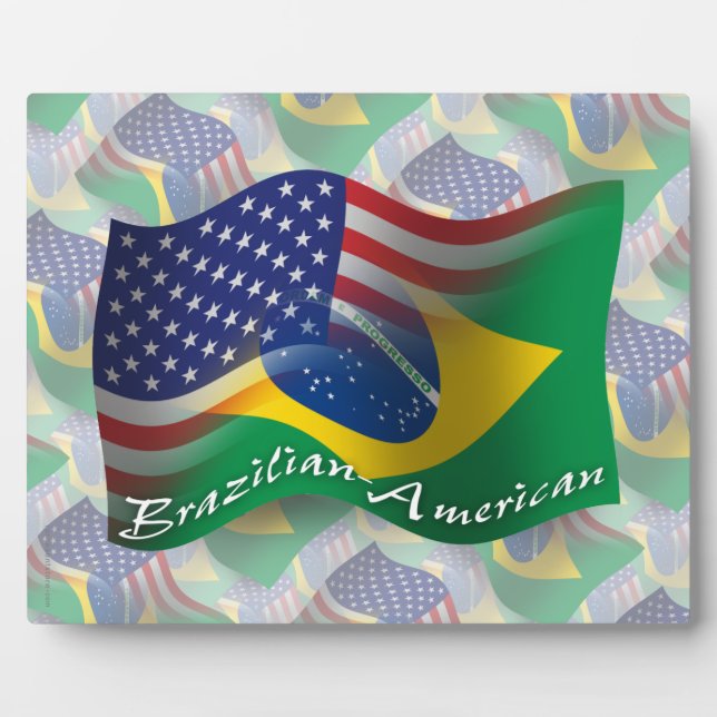 Brazilian-American Waving Flag Plaque (Front)