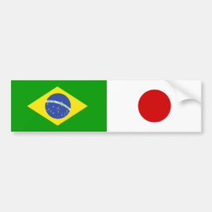 BRAZILIAN and JAPAN FLAG CAR Bumper Sticker