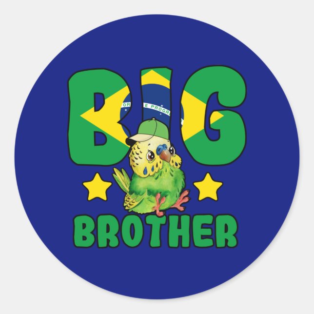 Brazilian Big Brother - Bird with Brazil Flag Classic Round Sticker (Front)