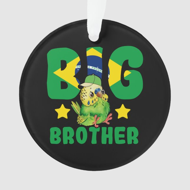 Brazilian Big Brother - Bird with Brazil Flag Ornament (Front)