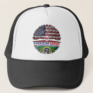 Brazilian Brazil US American USA United States Trucker Hat