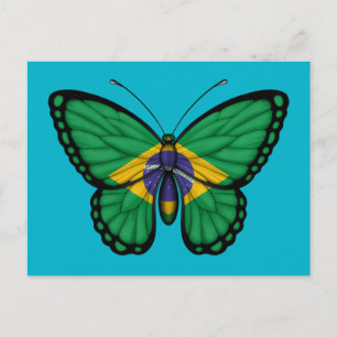 Brazilian Butterfly Flag Postcard