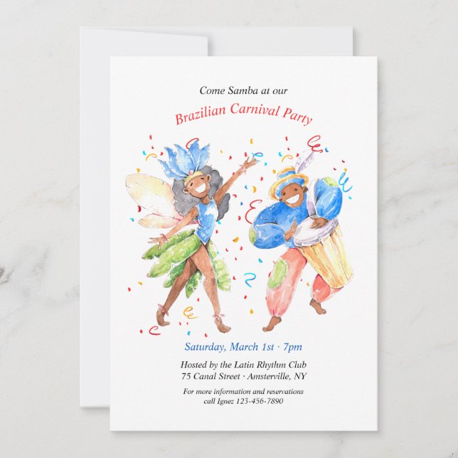 Brazilian Carnival Invitation (Front)