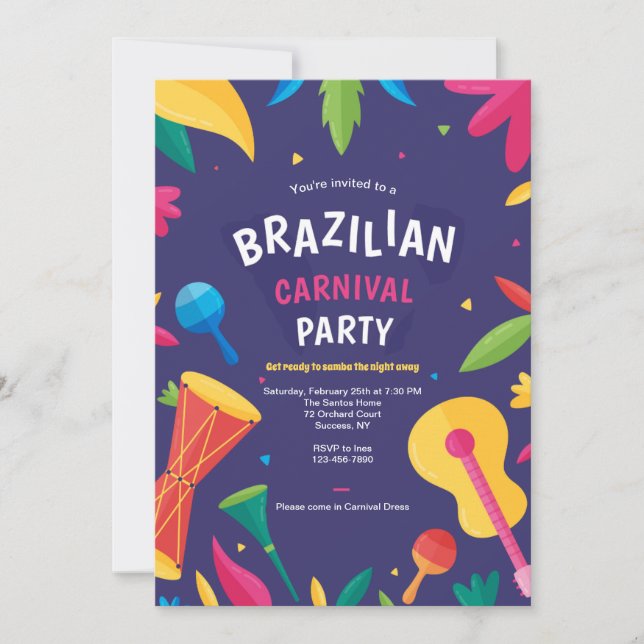 Brazilian Carnival Party Invitation (Front)