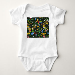 Brazilian carnival, vintage flat texture. baby bodysuit
