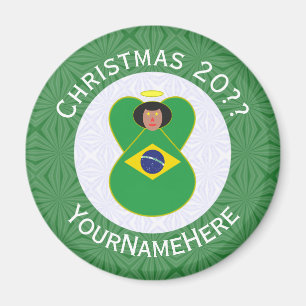 Brazilian Christmas Angel Flag Personalised  Magnet