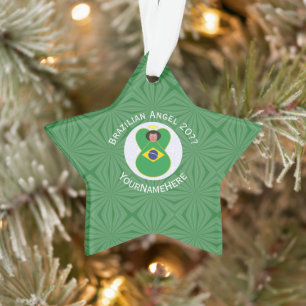 Brazilian Christmas Angel Flag Personalised Ornament