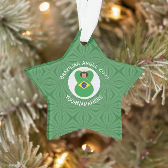 Brazilian Christmas Angel Flag Personalised  Ornament (Tree)