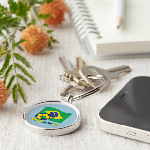 Brazilian Flag and Soccer Ball Key Ring