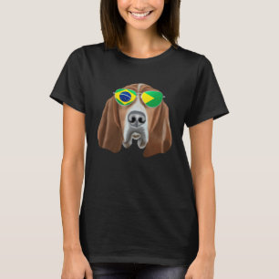 Brazilian Flag Basset Hound Dog Brazil Pocket T-Shirt
