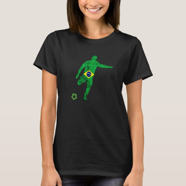 Brazilian Flag Brasilian Brazilian Football Player T-Shirt (Front)