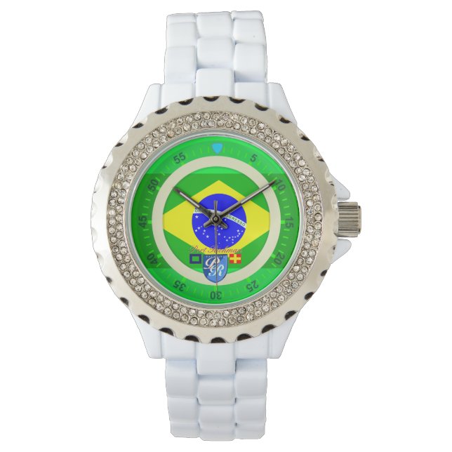 Brazilian Flag Brazil Port Richman Nautical Watch (Front)