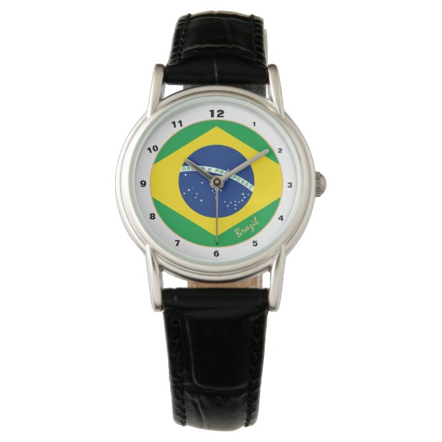 Brazilian Flag & Brazil trendy fashion /design Watch (Front)
