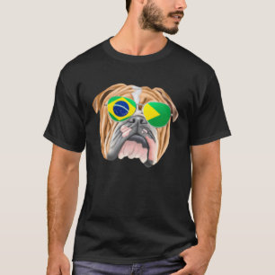 Brazilian Flag Bulldog Dog Brazil Pocket T-Shirt