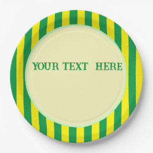Brazilian Flag Colours Custom Text  Paper Plate