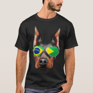 Brazilian Flag Doberman Pinscher Dog Brazil Pocket T-Shirt