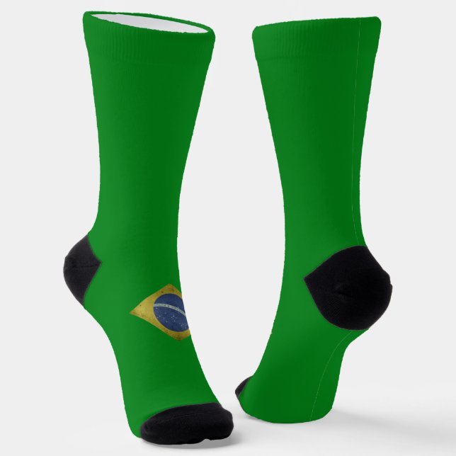 Brazilian flag-emblem socks (Angled)