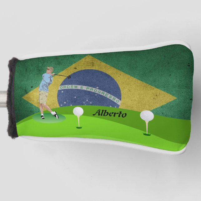 Brazilian flag golf head cover (Front)