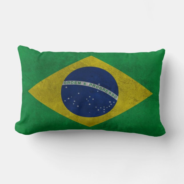 Brazilian flag Grunge style Lumbar Cushion (Front)