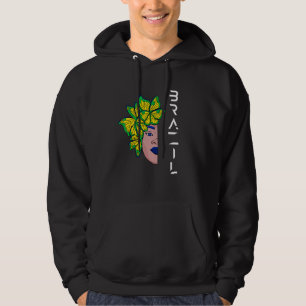 Brazilian Flag Half Face Butterfly Brazilian Roots Hoodie