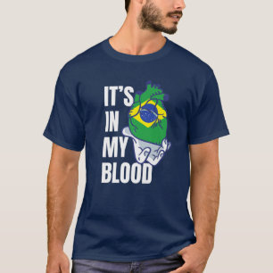 Brazilian Flag Heart Blood Veins Hand Brazil T-Shirt
