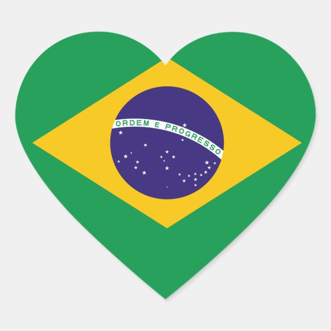 Brazilian flag heart sticker (Front)