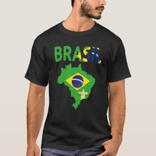 Brazilian Flag Idea For Men & Brasil Country Map F T-Shirt